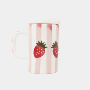 Cosmic Crafto Pink Strawberry Mug With Creamic Lid